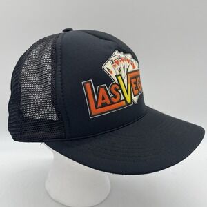 NWT NEW Vintage Las Vegas Hat Cap Black Trucker Rope Snapback Mesh Playing Cards
